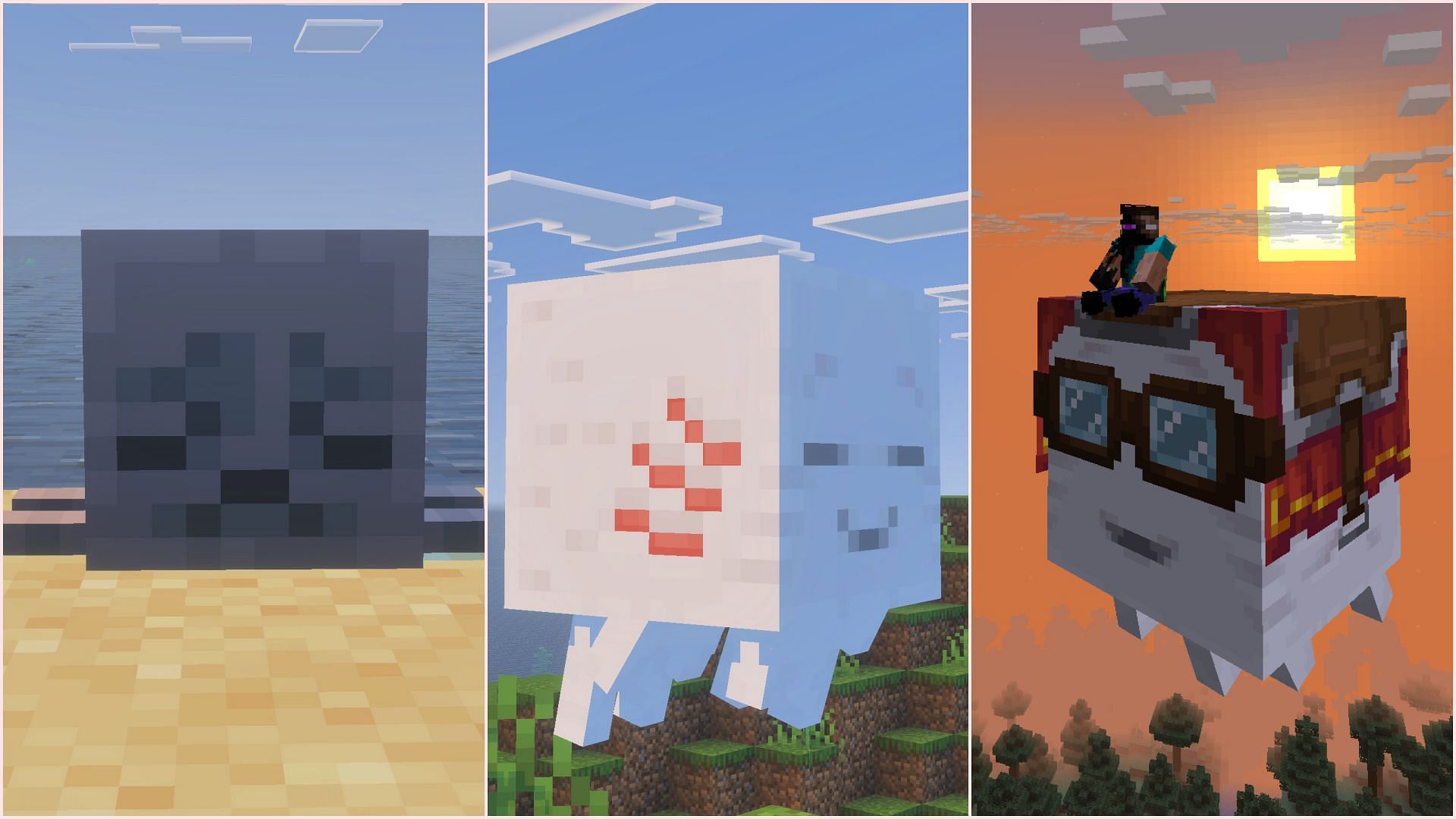 Dried ghast grows into ghastling, which grows into happy ghast (Image via Sportskeeda Gaming || Mojang Studios)